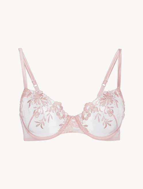 Reggiseno con ferretto in Lycra® rosa e tulle ricamato_2