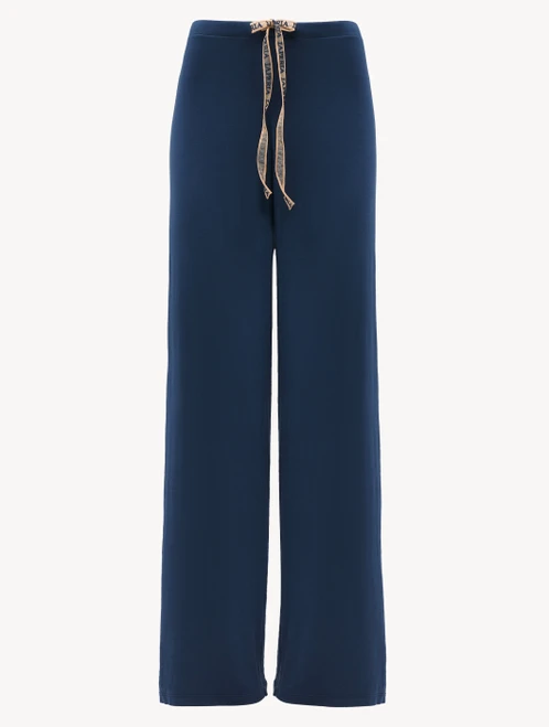 Pantalone in jersey di misto seta e modal blu_3