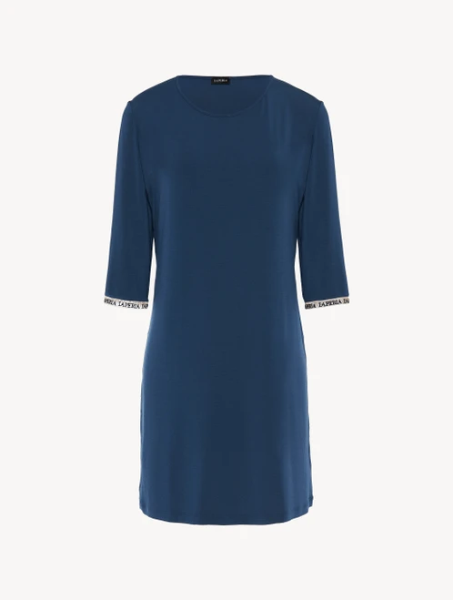 Camicia da notte in jersey di misto seta e modal blu_4