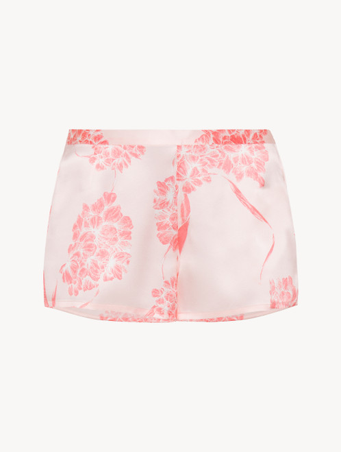Short da pigiama in seta con motivi floreali rosa tenue_4