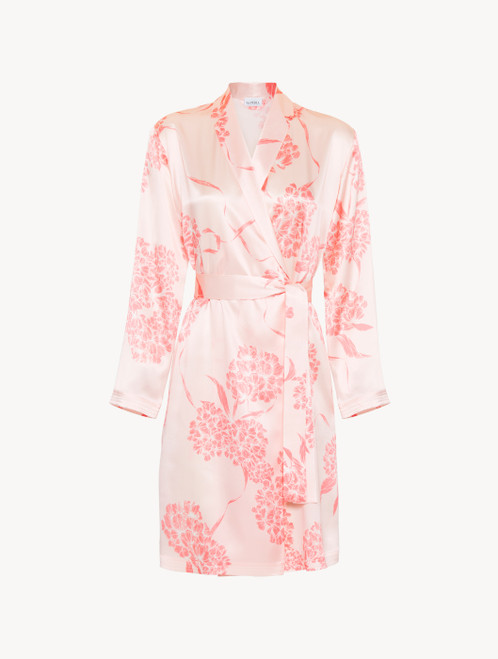 Vestaglia corta in seta con motivi floreali rosa tenue_1