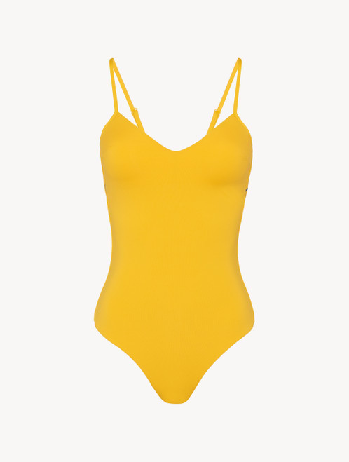 Costume intero imbottito giallo con logo_3