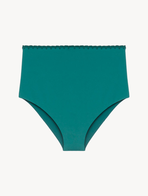 Slip mare a vita alta verde turchese con dettaglio allacciato_1