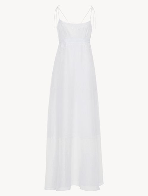 Camicia da notte lunga in voile di cotone off-white_4