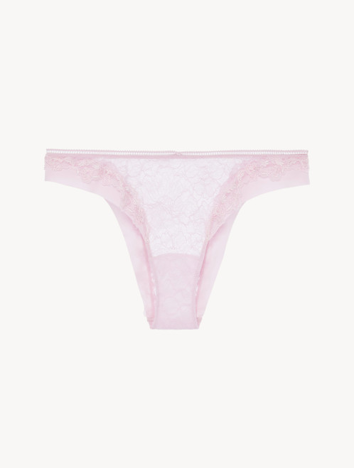 Slip brasiliano in Lycra® rosa con pizzo Leavers_1
