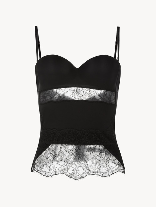 Corsetto nero in Lycra® con pizzo Chantilly_4