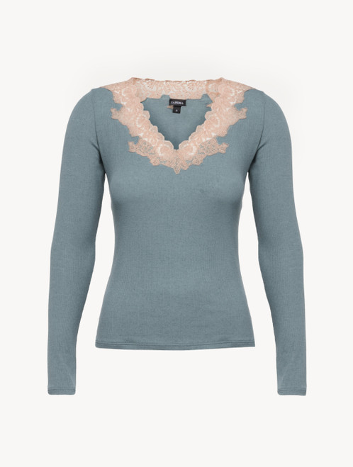 Maglia a manica lunga a costine misto cashmere Sleepy Dream con ricami a frastaglio_3
