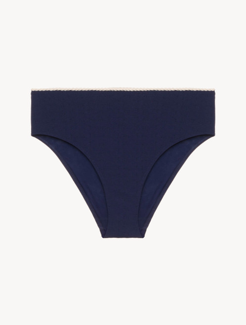 Slip mare a vita alta blu navy con monogramma_2