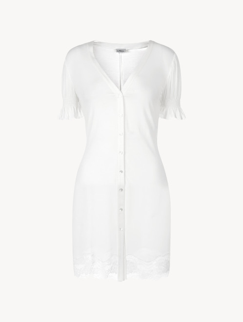 Camicia da notte in modal off-white con pizzo Leavers_1