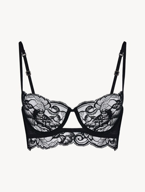 Reggiseno a balconcino in tulle e pizzo Leavers color nero_4