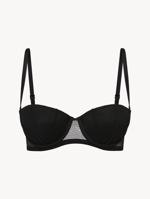 Reggiseno a balconcino in tulle stretch nero_2