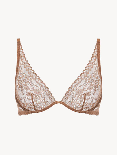 Reggiseno a triangolo in pizzo floreale beige_3