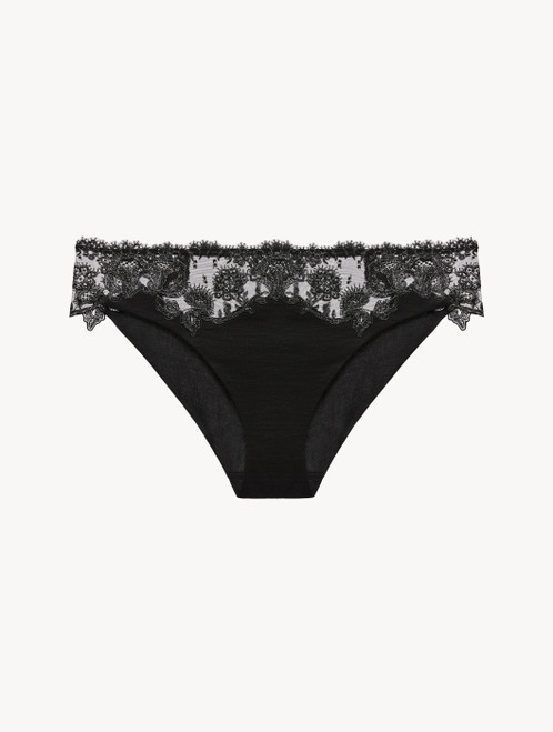 Slip medio in tulle ricamato nero_0