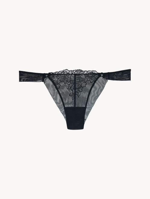 Slip brasiliano nero in tulle stretch ricamato_2