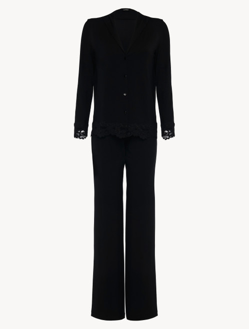 Pigiama lungo in modal stretch nero_4