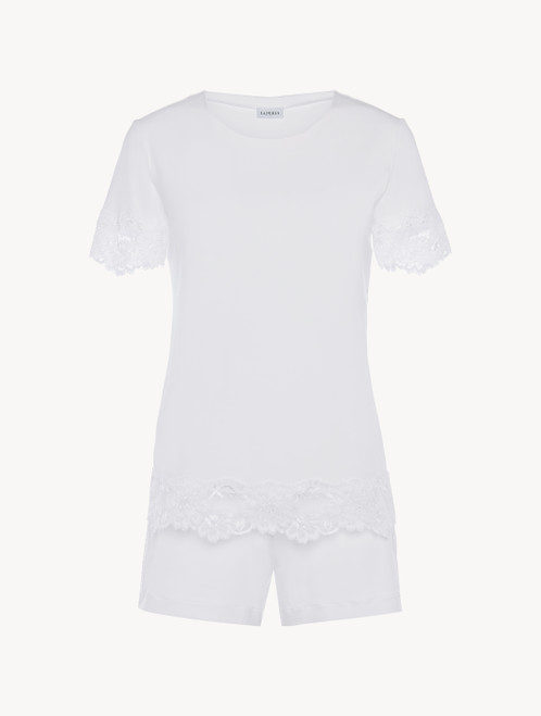 Pigiama corto in modal stretch bianco_0