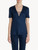 T-shirt in modal blu con tulle ricamato_1