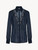 Camicia in georgette di seta blu con pizzo Leavers_0