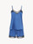 Pigiama corto in seta stretch blu scuro con pizzo_0