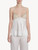 Canotta in seta off-white con macramè oro_1