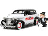 1939 Chevrolet Master Deluxe Black and White "Monopoly" and Mr. Monopoly Diecast Figure "Hollywood Rides" Series 1/24 Diecast Model Car by Jada