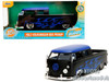 1963 Volkswagen Bus Pickup Truck Matt Black with Matt Blue Top and Flames Graphics "Punch Buggy" Series 1/24 Diecast Model Car by Jada