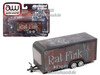 4-Wheel Enclosed Car Trailer Dark Gray with Graphics "Rat Fink" 1/64 Diecast Model by Auto World