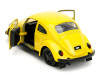 1959 Volkswagen Beetle Yellow with Black Graphics and Boxing Gloves Accessory "Punch Buggy Series" 1/32 Diecast Model Car by Jada