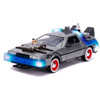 DeLorean Brushed Metal Time Machine with Lights "Back to the Future Part III" (1990) Movie "Hollywood Rides" Series 1/24 Diecast Model Car by Jada