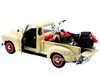 1950 Chevrolet 3100 Pickup Truck Cream "Harley Davidson" 1/25 and 2001 FLSTS Heritage Springer Motorcycle Orange 1/24 Diecast Models by Maisto