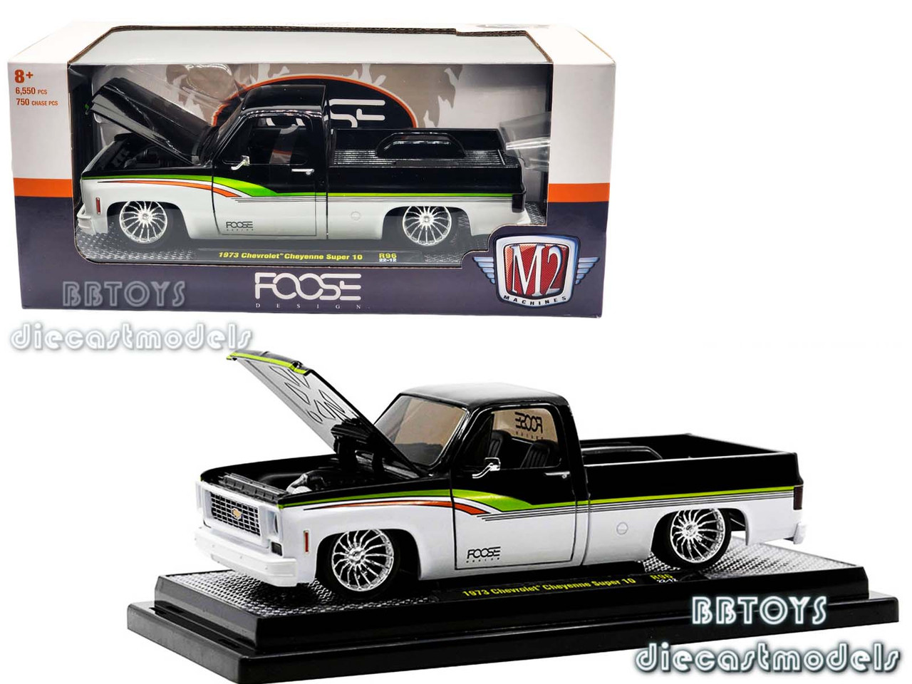 Miniature M2 Machines 1:64 Chevrolet Cheyenne Super 1973 - Édition Spéciale Face De Requin, Grise, Neuve