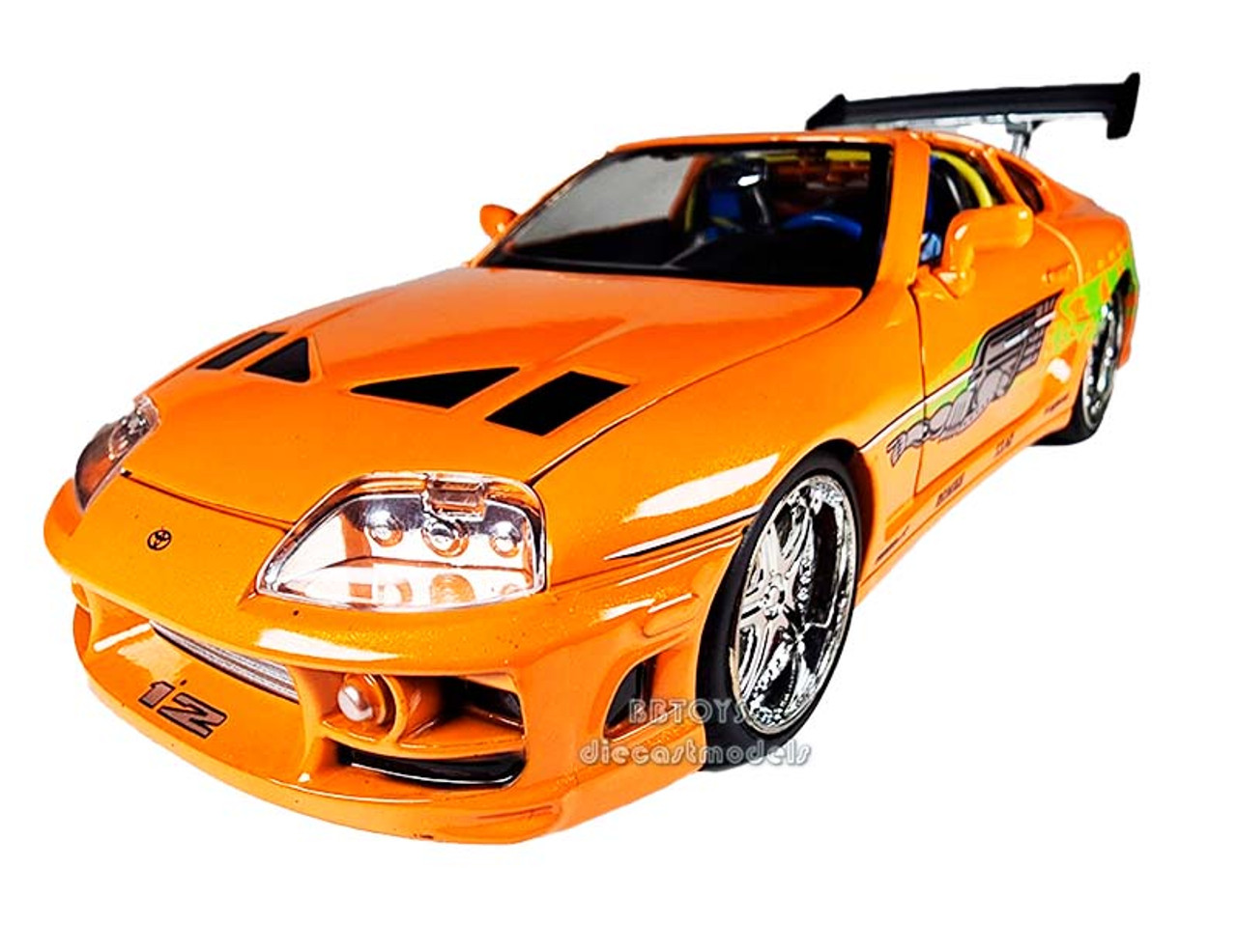 Jada Toys Fast & Furious Movie 1 Brian's Toyota Supra diecast collectible  toy vehicle car, orange with decals, 1:24 scale