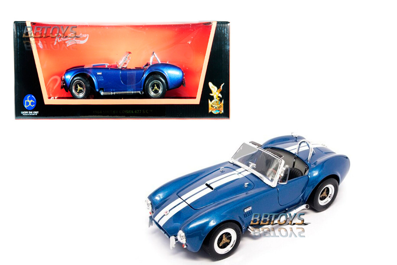 1964 Shelby Cobra 427 S/C Blue Metallic with White Stripes 1/18