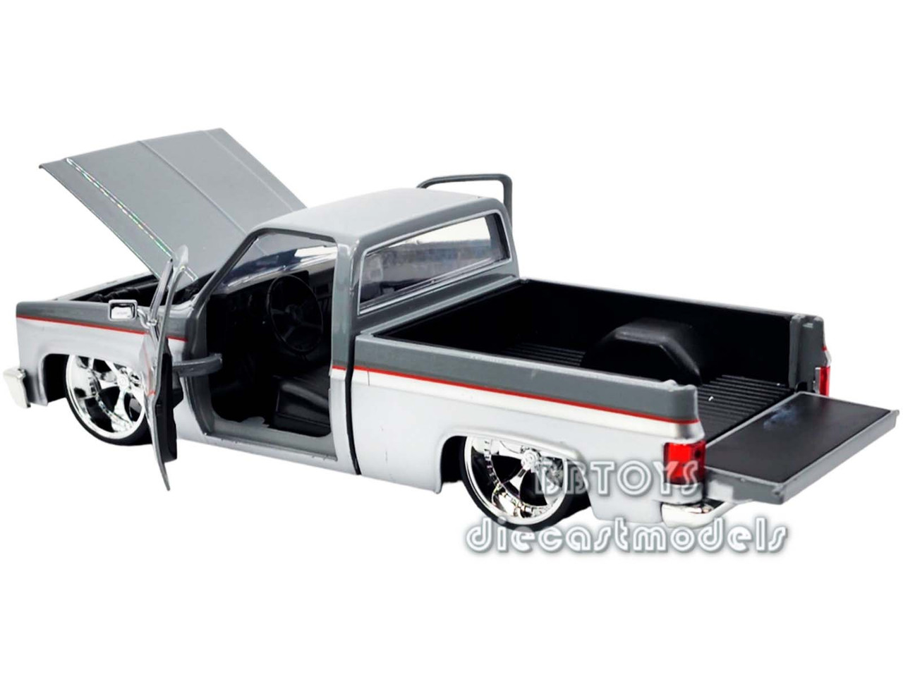 1985 Chevrolet C-10 Pickup Truck 2 Tone Custom Silver/Grey Stripes 