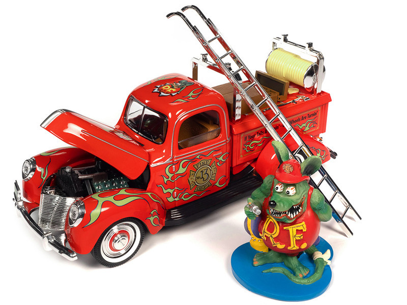 Rat Fink Fire Engine Truck Red with Graphics and Rat Fink