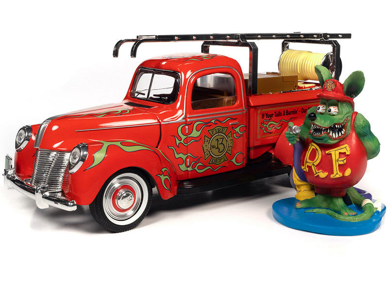 Rat Fink Fire Engine Truck Red with Graphics and Rat Fink