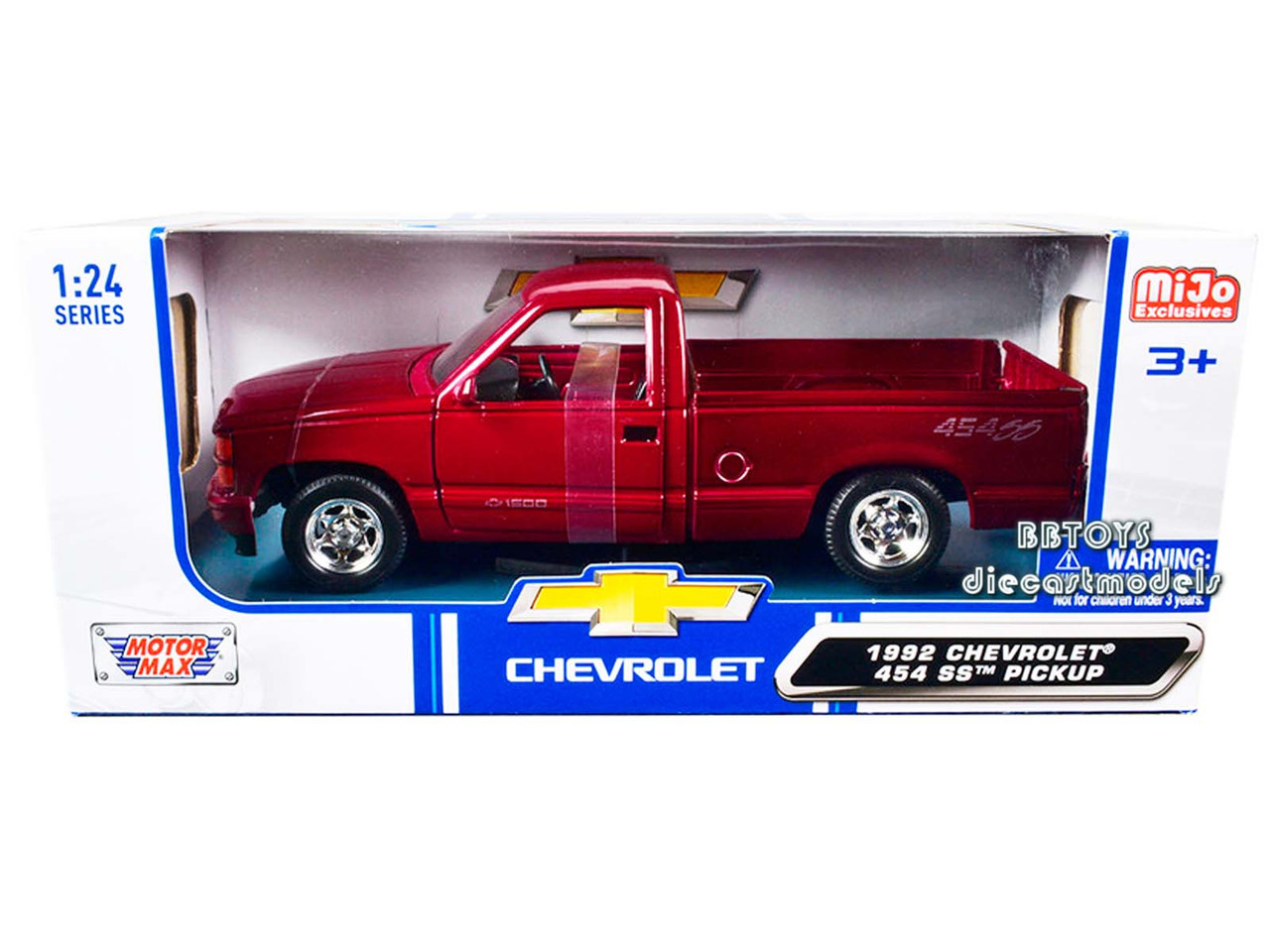 1992 Chevrolet 454 SS Pickup Truck Red Metallic 1/24 Diecast Model