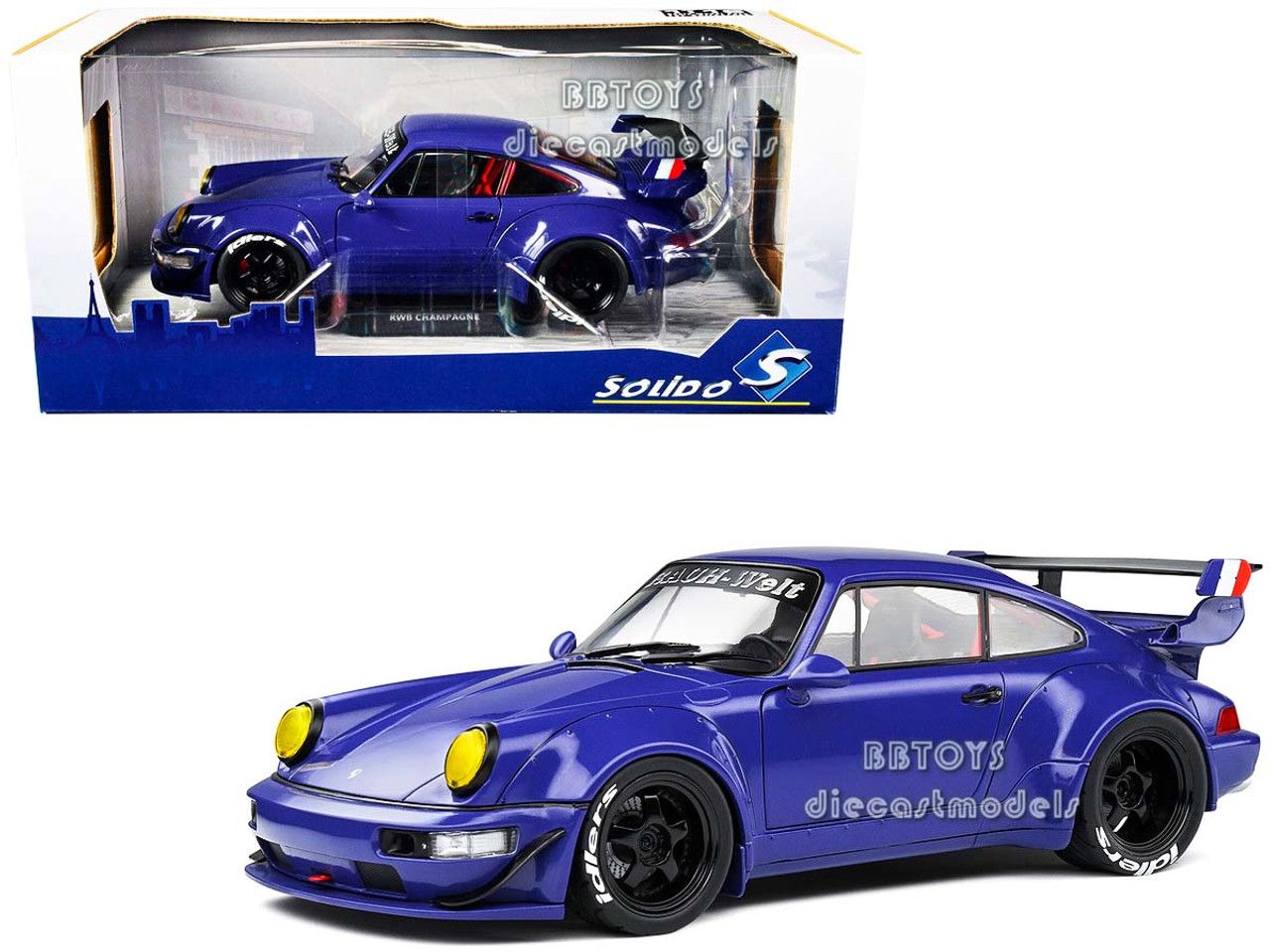 2017 Porsche 964 RWB Champagne Body Kit Blue 1/18 Diecast Model