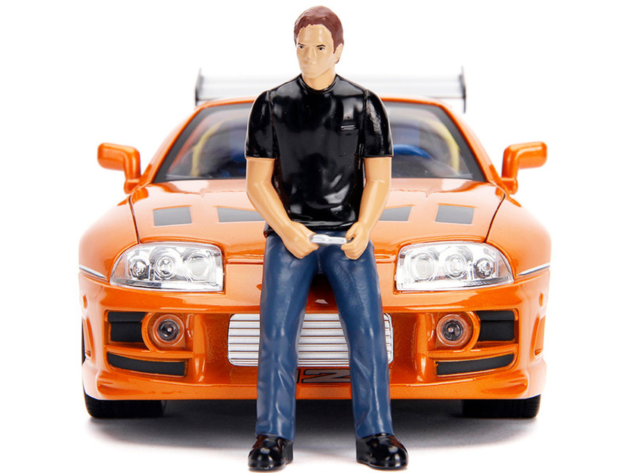 1995 Toyota Supra Orange Metallic with Lights and Brian Figurine