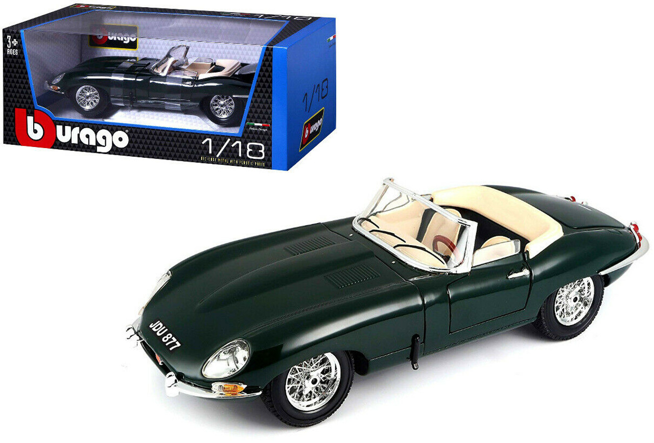 1961 Jaguar E Type Convertible Green 1/18 Bburago