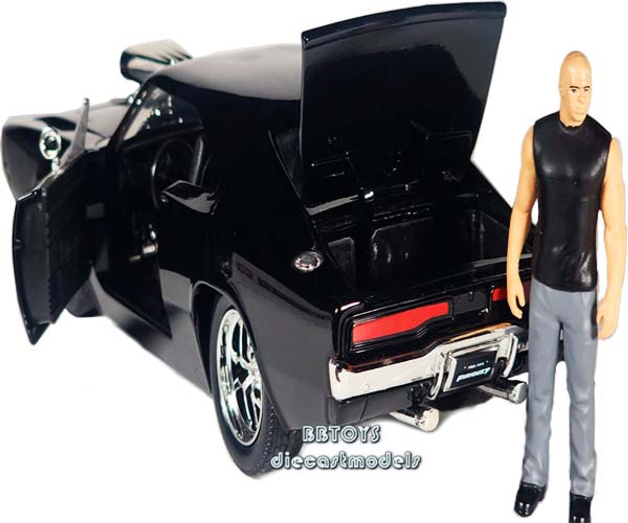 Dodge Charger R T Black with Dom Diecast Figurine