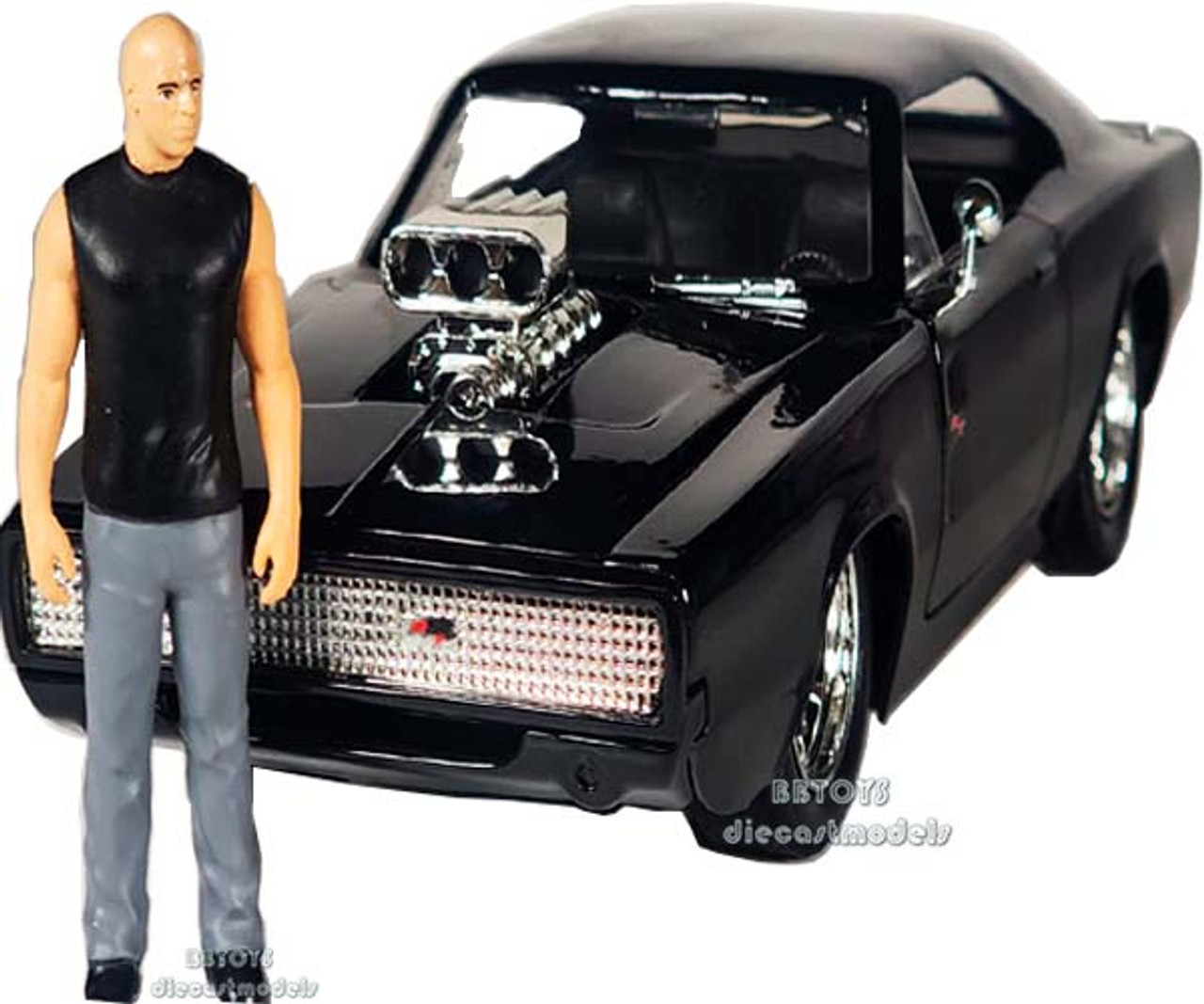 Dodge Charger R T Black with Dom Diecast Figurine