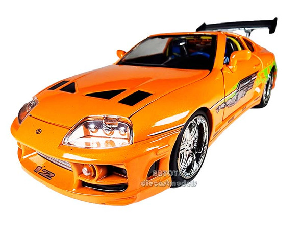 Brian’s  Toyota Supra  Orange with Graphics "Fast & Furious" Movie 1/24 Diecast Model Car by Jada