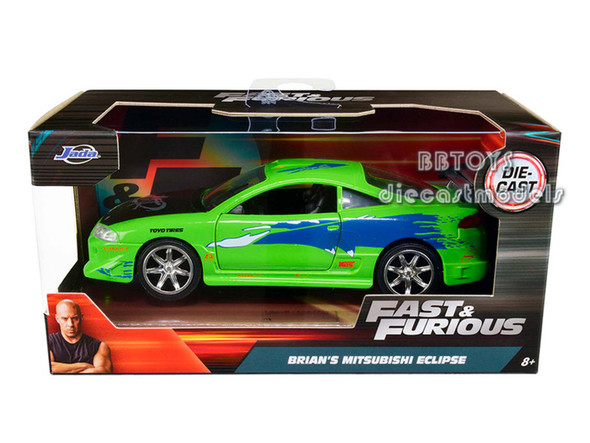 Brian's 1995 Mitsubishi Eclipse Green with Graphics "Fast & Furious" Movie 1/32 Diecast Model Car by Jada