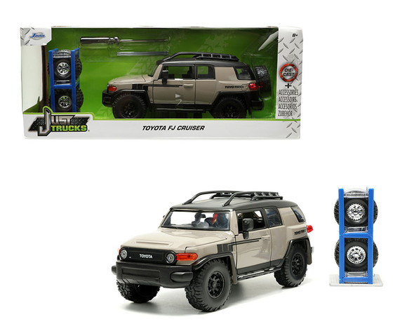 Toyota FJ Cruiser with Roof Rack Brown and Black  with Extra Wheels "Just Trucks" Series 1/24 Diecast Model Car by Jada