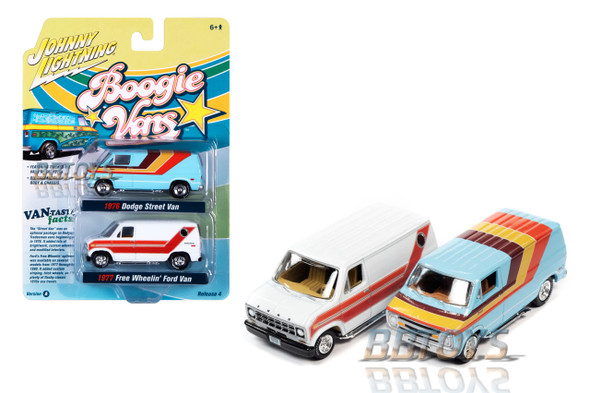 1976 Dodge Street Van & 1977 Ford Van "Boggie Vans Set of 2 Pieces 1/64 Diecast Model Car  by Johnny Lightning