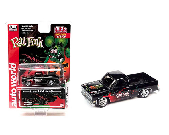 1981 Chevrolet Silverado Pickup Truck With Trailer Hitch Rat Fink "Special Edition" 1 of 6000 Pieces "1/64 Diecast Model Car By Auto world