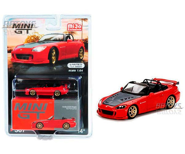 Honda S2000 (AP2) Mugen Convertible New Formula Red with Carbon Hood Limited Edition to 3600 pieces Worldwide 1/64 Diecast Model Car by True Scale Miniatures