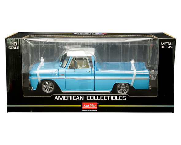 1965 Chevrolet C-10 Styleside Pickup Lowrider in Blue "The American Collection" 1/18 Diecast Model Car by Sun Star