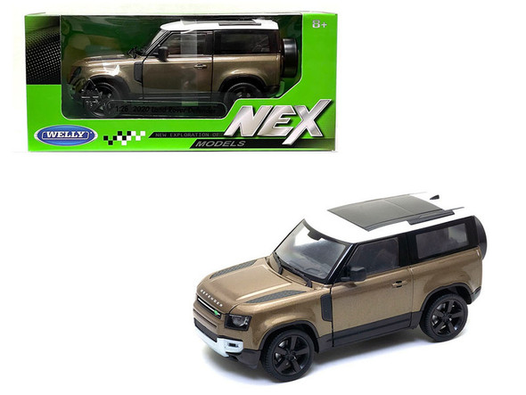 2020 Land Rover Defender Brown Metallic with White Top "NEX Models" 1/24 Diecast Model Car by Welly
